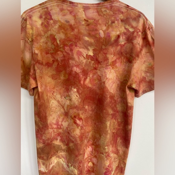 SIZZLING Sunset Ice Dyed T-Shirt GILDAN Handmade NEW Medium Orange Blend Unisex - Picture 6 of 11